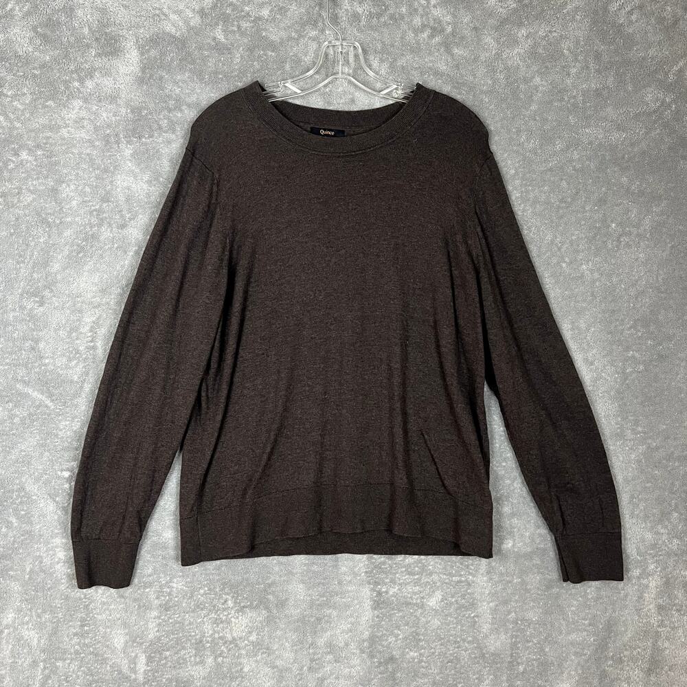 Quince Lightweight Cotton Cashmere Crew Sweater Womens XL Mocha Heather